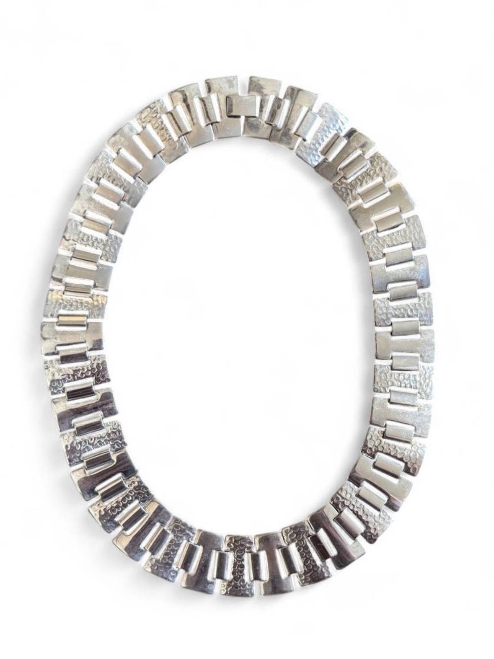 Silver Tone Chunky Link Statement Necklace